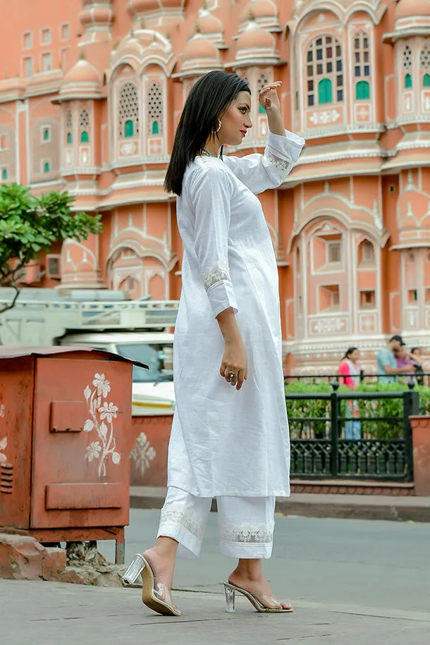 Kund - White Soft Cotton Kurta Coord Set