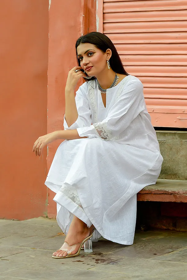Kund - White Soft Cotton Kurta Coord Set