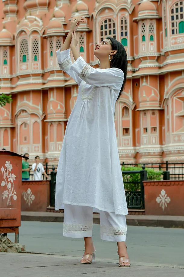 Kund - White Soft Cotton Kurta Coord Set