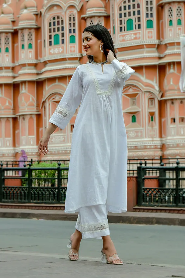 Kund - White Soft Cotton Kurta Coord Set