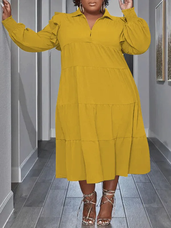 Lotus Leaf Layered Swing Maxi Dress
