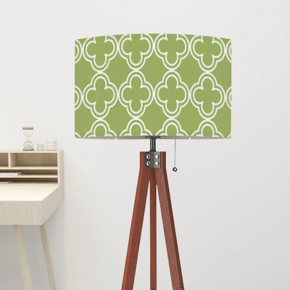 Mid Century Modern Green Geometrics, Retro Tripod Floor Lamp
