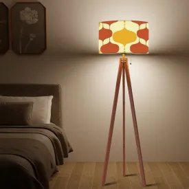 Mid Century Modern Groovy Mustard Yellow, Burnt Orange Retro Tripod Floor Lamp