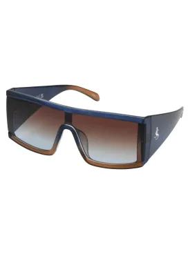 Modern Square Shield Sunglasses in Blue Fade