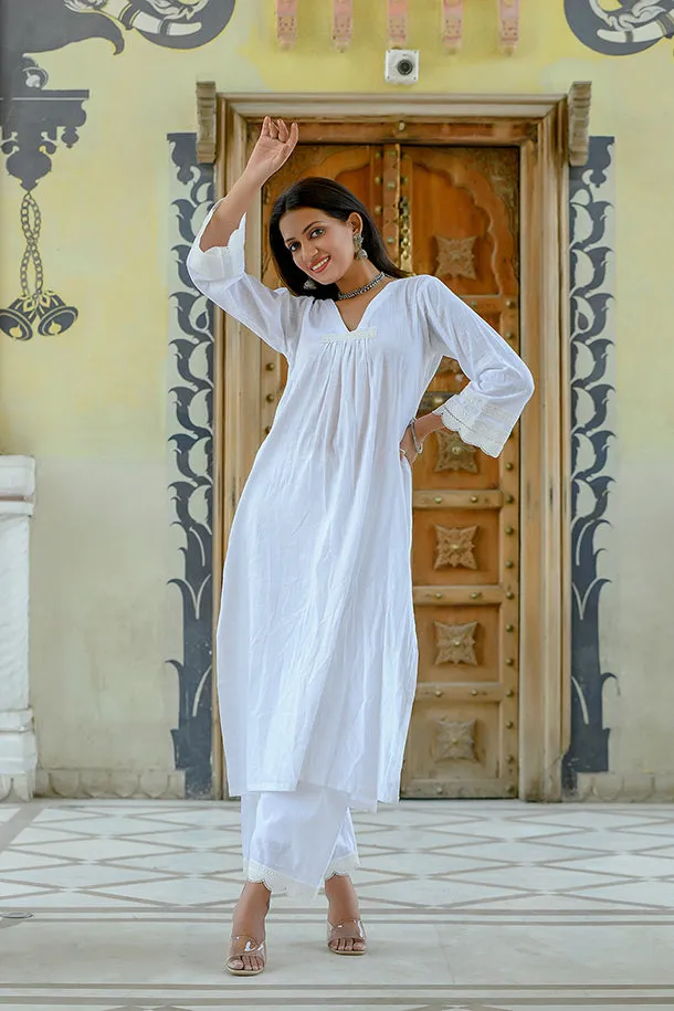 Mogra - White Soft Cotton Kurta Coord Set