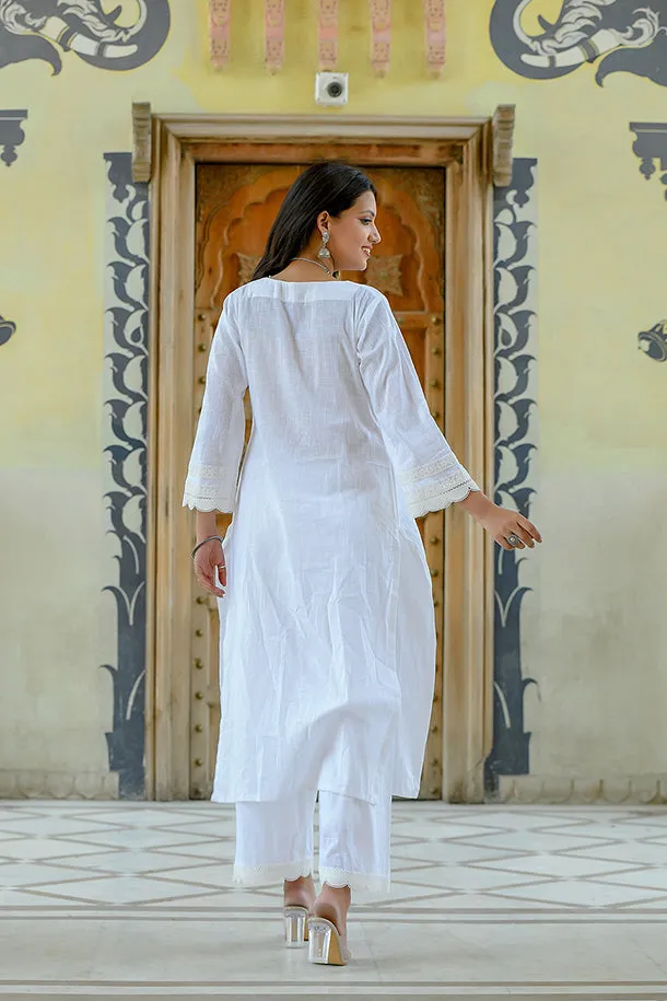 Mogra - White Soft Cotton Kurta Coord Set