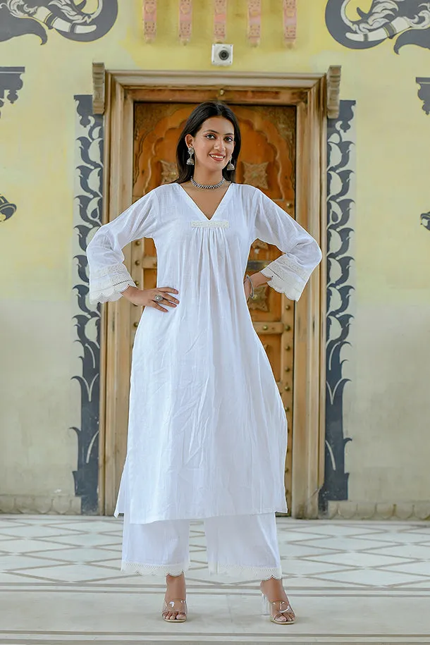 Mogra - White Soft Cotton Kurta Coord Set