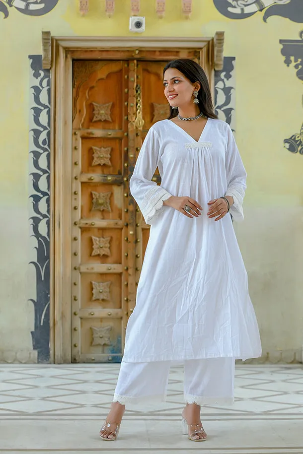 Mogra - White Soft Cotton Kurta Coord Set