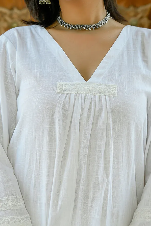 Mogra - White Soft Cotton Kurta Coord Set