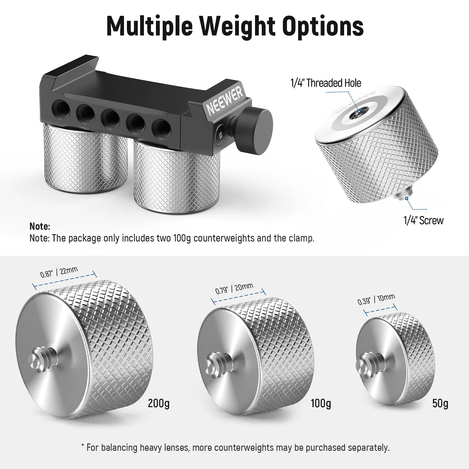 NEEWER GA001 Gimbal Counterweights and Clamp Kit for DJI