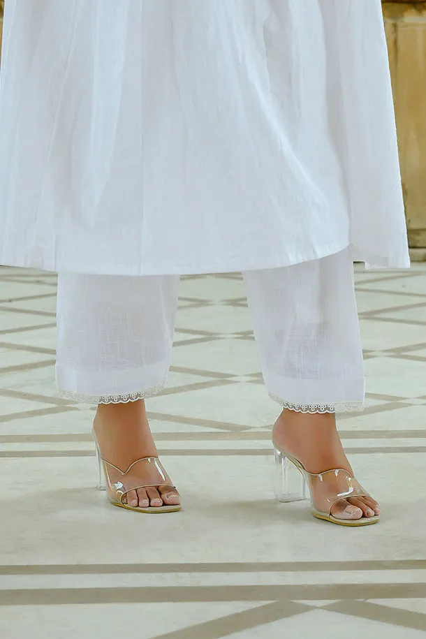 Nishigandha - White Sleeveless Cotton Kurta Coord Set