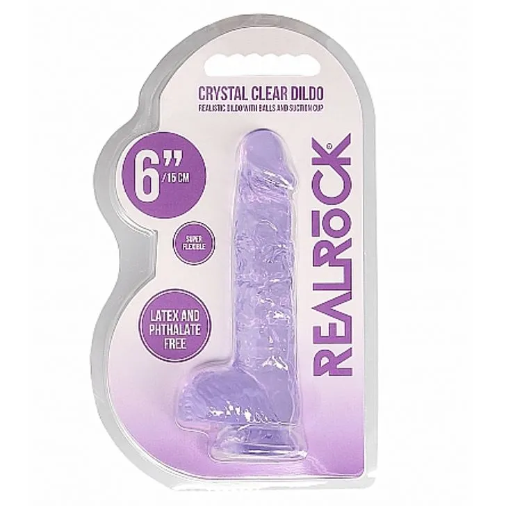 RealRock 6 Inch Realistic Crystal Clear Dildo Purple