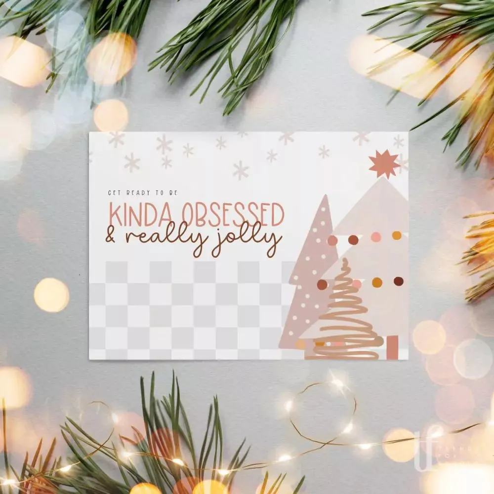 Retro Christmas Business Thank You Card Canva Template | Seasonal Boho Checkered Thank You