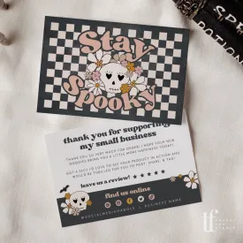 Retro Spooky Skull Halloween Business Thank You Card Canva Template