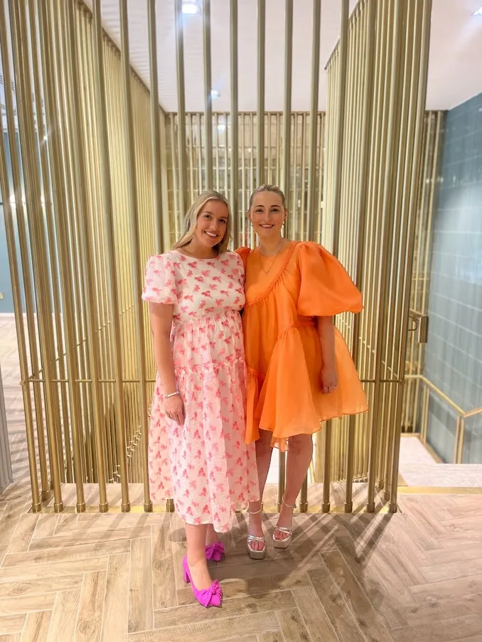 Riviera Asymmetric Puff Sleeve Smock Dress - Orange