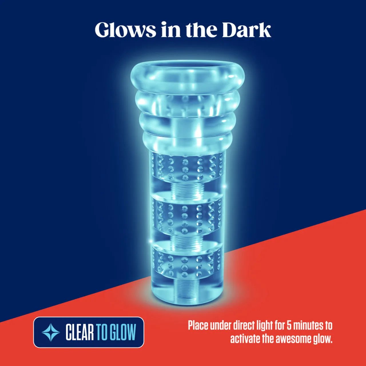 Rize Luz Self-Lubricating Glow-In-The-Dark Stroker Clear