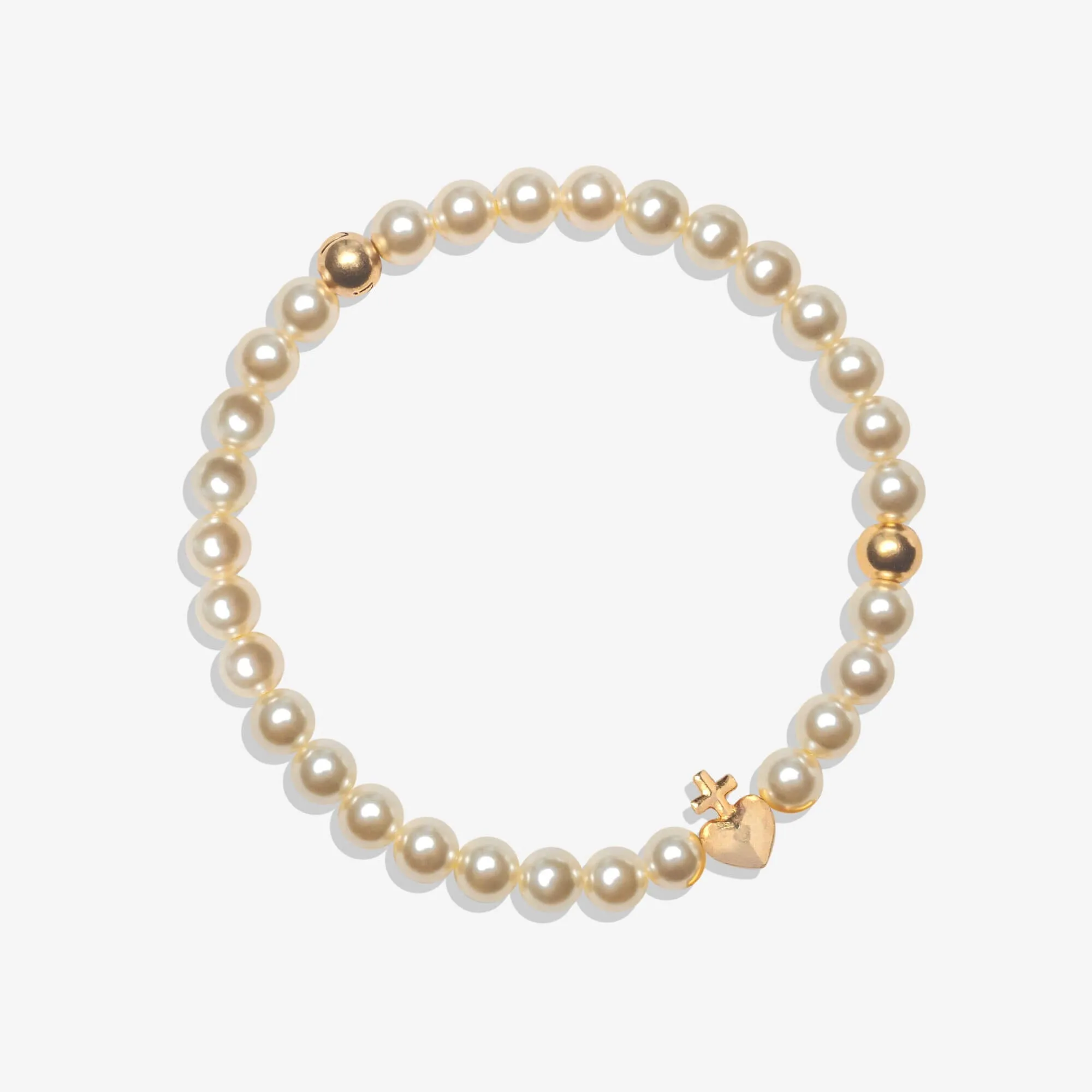 Sacred Heart Pearl Stretch Bracelet