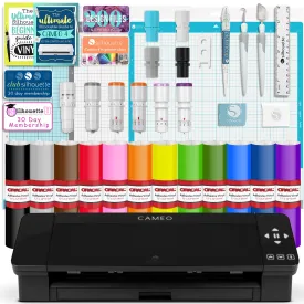 Silhouette Black Cameo 4 w/ Deluxe Blade & Tool Pack, Mat Pack, Guides, Designs
