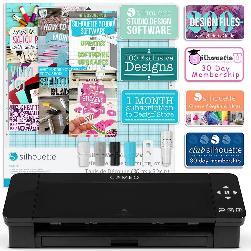 Silhouette Black Cameo 4 w/ Swing Design 15" x 15" Turquoise Heat Press Bundle