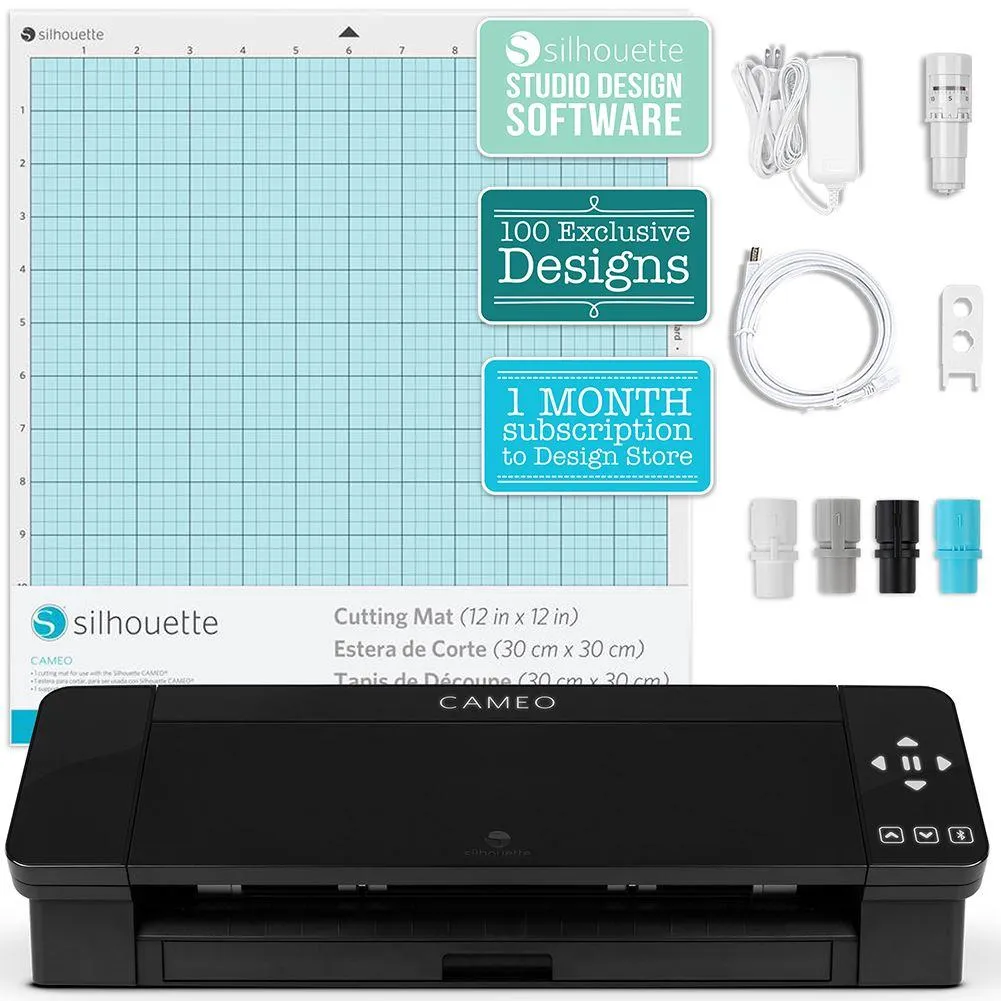 Silhouette Black Cameo 4 w/ Swing Design 15" x 15" Turquoise Heat Press Bundle