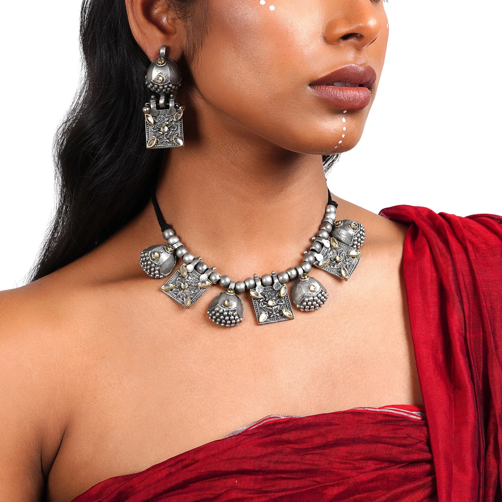 Teejh Ashwika Oxidised Necklace Set