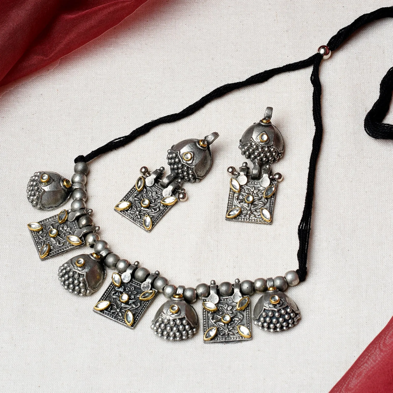Teejh Ashwika Oxidised Necklace Set